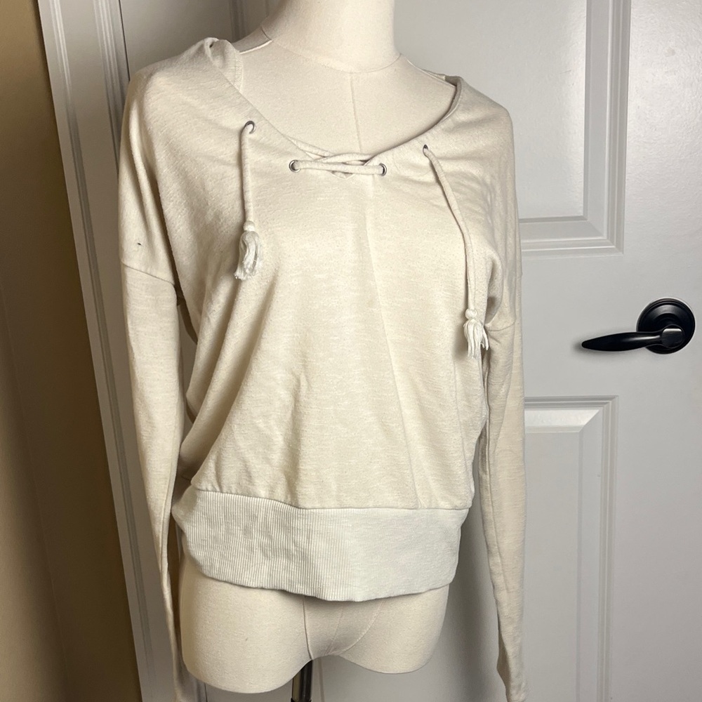 PAIGE Off-White Lace-Up Sweatshirt